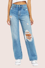 Easy like Sunday Morning, the Sundaze is a high rise dad jean. They don't make them like this anymore, until now. The Sundaze in Tease is made using our 11.25oz ToughLove denim. It makes every pair look like an authentic vintage score -- it's mostly rigid but yields to your body in all the right ways where you need it to. Made primarily of organic and recycled cotton, leaving you and the earth feeling brand new.