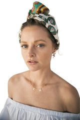 The Mamas in your life deserve this precious banner necklace, or maybe you are that Mama! With its' letters suspended on its' thin gold chain, this piece is perfect for everyday wear and can be layered with your other favorites.  14K Gold Filled Handmade in Costa Mesa, CA. Measures 14" with 2" extender