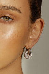 The Pave Interlock Hoops ~ Gold