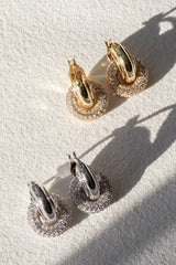 The Pave Interlock Hoops ~ Gold
