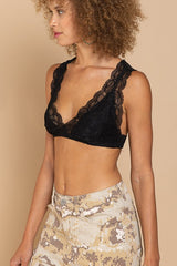 Truly a work of art, and you'll be a work of art in it...this lace halter racerback bralette is as stunning as it is practical. Featuring allover lace detailing that provides the perfect peek-a-boo to any tank, a sultry halter neckline and flattering and supportive racerback with lace detailing, this will be a new favorite in your intimates drawer! Runs true to size, model wearing size small 94% Rayon, 6% Spandex Adjustable strap at back Partially lined
