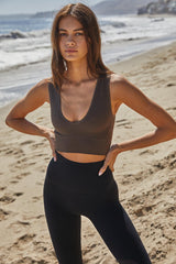 Good Vibes Plunging V-Neck Crop