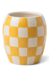 *In store pickup only* Top Notes: Eucalyptus, Lemon, Bergamot, Cardamom, Clove Bud Middle Notes: Leather, Exotic Musks, Golden Whiskey, Moroccan Amber Base Notes: Patchouli Leaf, Sequoia, Cedarwood, Resins, Redwoods Size: 11 oz. Vessel: Porcelain Dimensions: 4" L x 4" W x 4.25" H Care: Food, microwave, and dishwasher safe