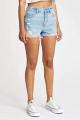 If you're going to cross that line, make it count. The Troublemaker is a high rise cutoff short. Trust us, they don't make them like this anymore, until now. The Troublemaker in Just Kissed is made using our 11.25oz ToughLove denim. It makes every pair look like an authentic vintage score -- it's mostly rigid but yields to your body in all the right ways where you need it to. Made primarily of organic and recycled cotton, leaving you and the earth feeling brand new.