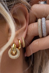 Pave Chain Link Huggies ~ Gold