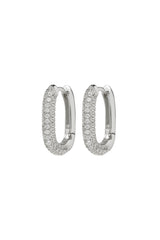 Pave Chain Link Huggies ~ Silver