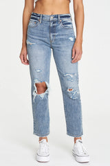 Real eyes, realize, real lies. Better be straight. The Straight Up is a high rise kick flare jean made using Daze's 11.25oz ToughLove denim. It makes every pair look like an authentic vintage score -- it's mostly rigid but yields to your body in all the right ways where you need it to. Made primarily of organic and recycled cotton, leaving you and the earth feeling brand new.
