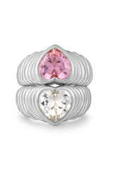 BFF Ring Set ~ Silver/Clear and Pink - Shake Your Bon Bon