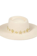 Seaside Boater Hat - Ivory/Gold - Shake Your Bon Bon