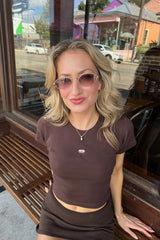 It's the Little Things Ribbed Baby Tee ~ Espresso Martini