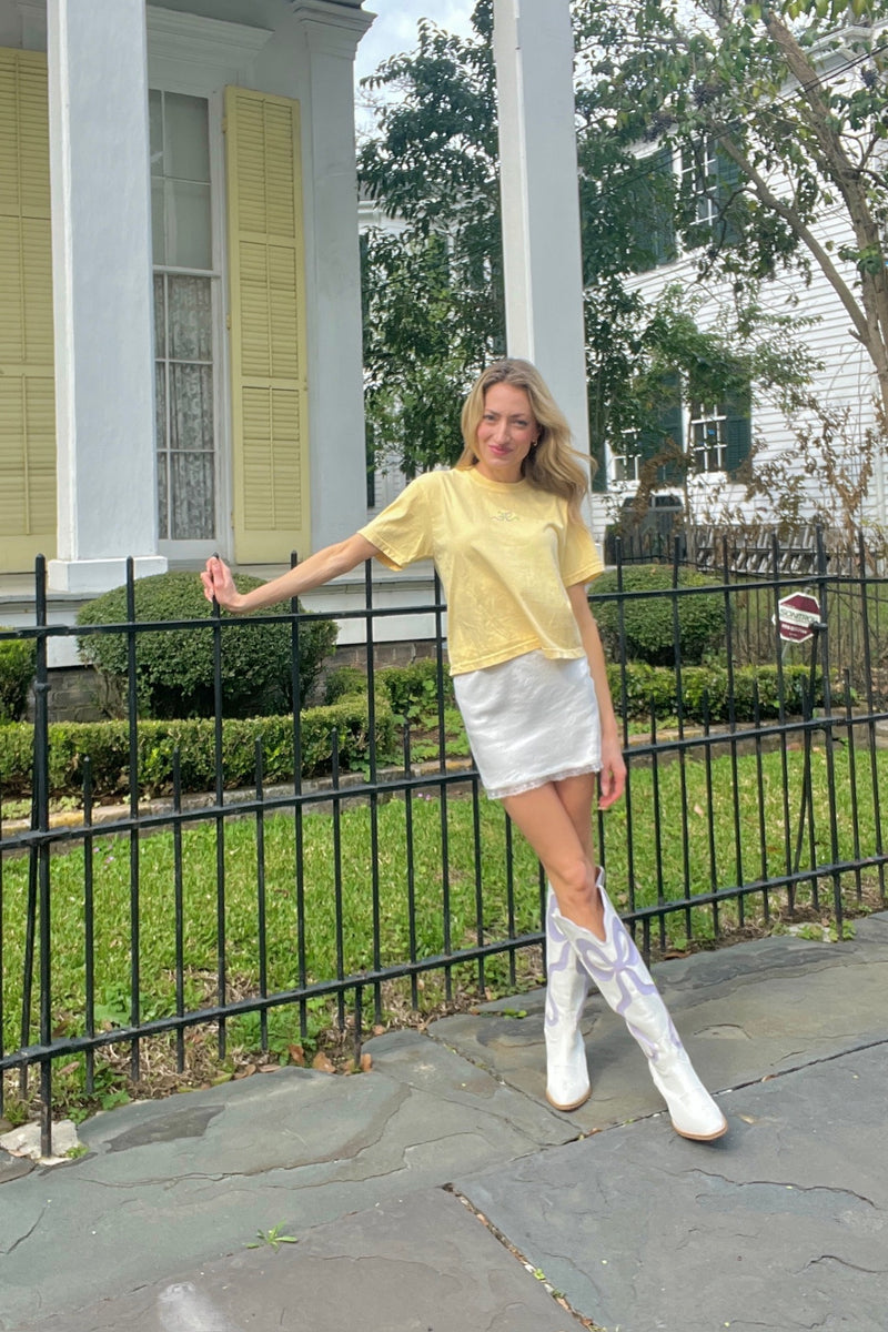 It's the Little Things Boxy Tee ~ Mardi Gras Bow