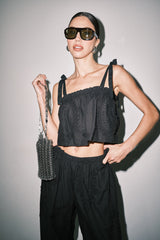 High Summer Cotton Eyelet Pant Black