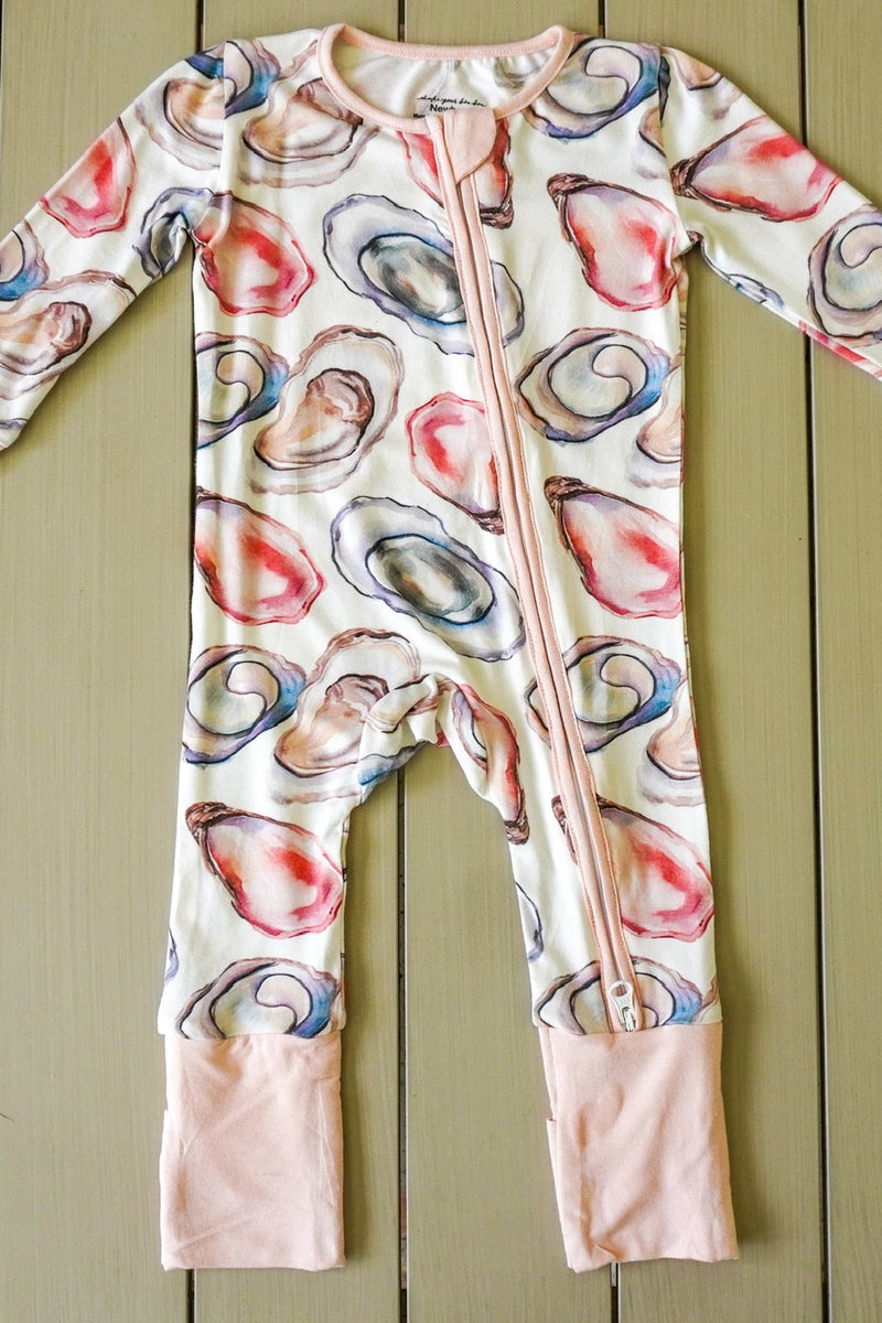 Bamboo Zip-Up Onesie ~ Oyster