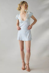 Sylara Silk-Blend Jacquard Mini Dress ~ Snowdrop Blue