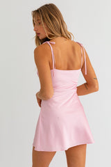Shellie Satin Mini Dress ~ Pink