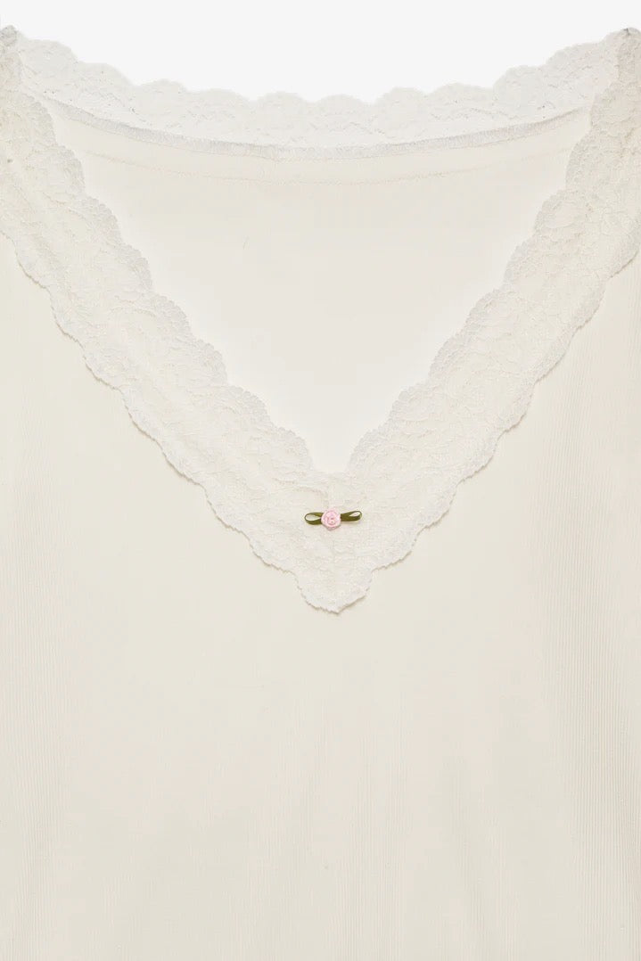 Eisley Ribbed Knit Top ~ White