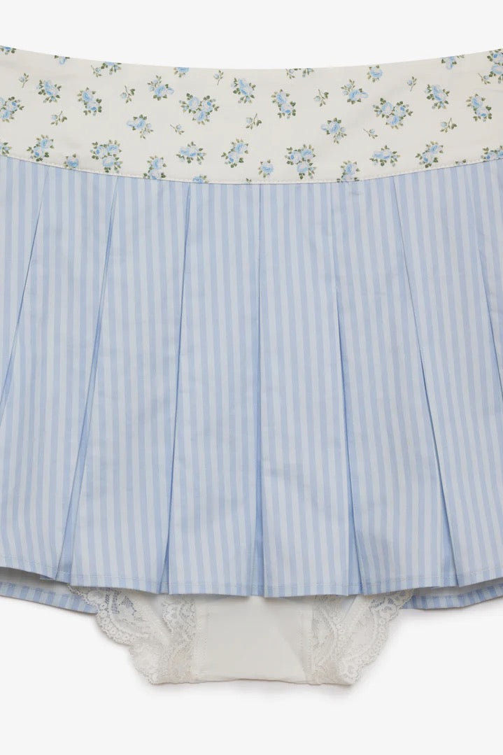 Louisa Poplin Mini Skirt ~ Blue