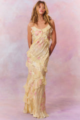 *PREORDER* Rialto Floral Chiffon Maxi Dress ~ Yellow Melon