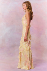 *PREORDER* Rialto Floral Chiffon Maxi Dress ~ Yellow Melon
