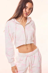 Pierra Cotton Cropped Bow Hoodie ~ Pastry Pink