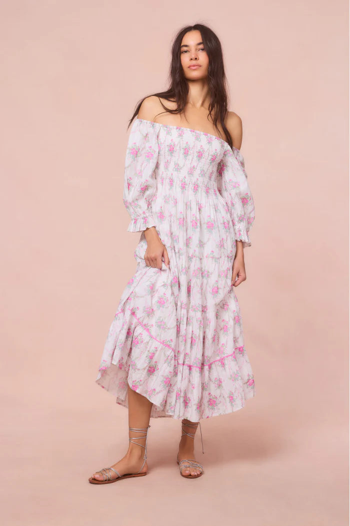 Rigby Cotton Floral Midi Dress ~ Rose Picnic