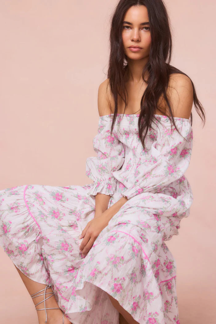 Rigby Cotton Floral Midi Dress ~ Rose Picnic