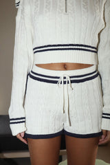 Yacht Week Knit Short ~ Cream/Navy