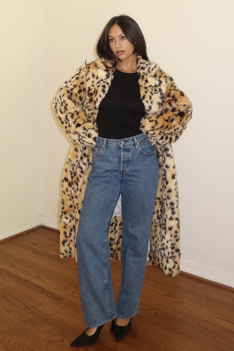 Nights Out Faux Fur Coat ~ Leopard