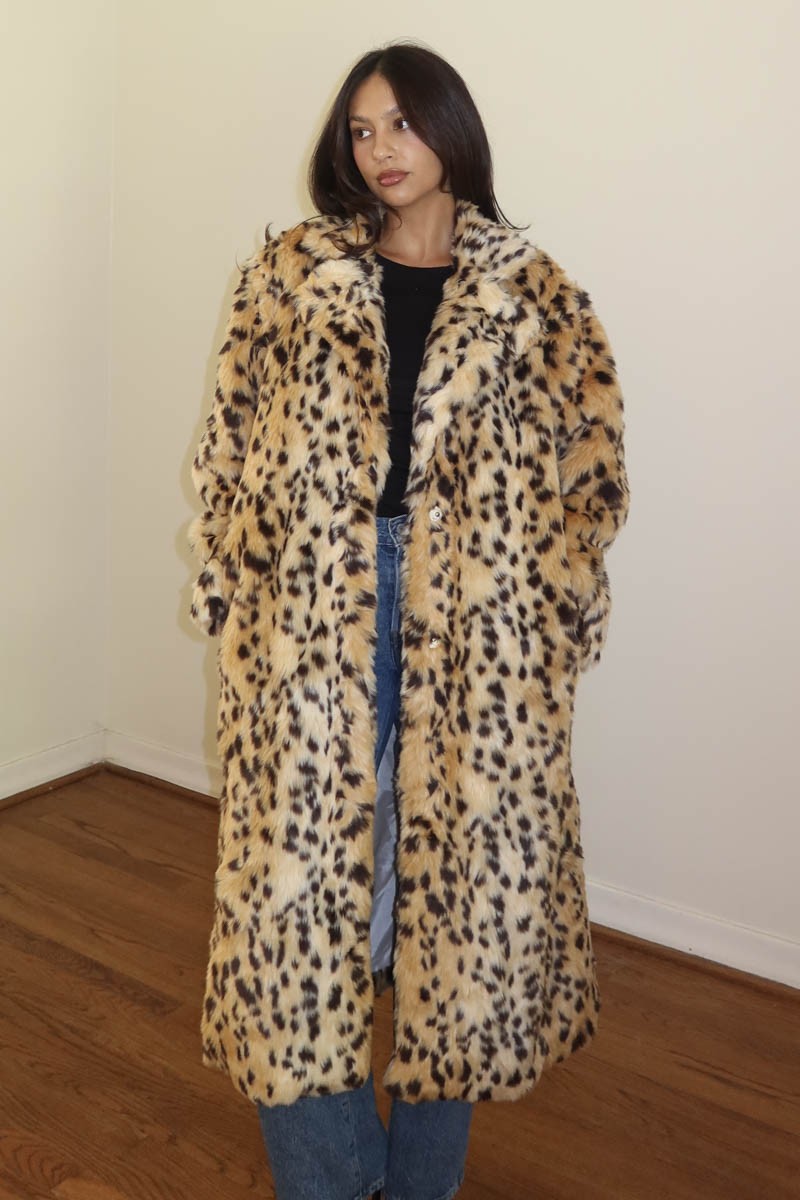 Nights Out Faux Fur Coat ~ Leopard