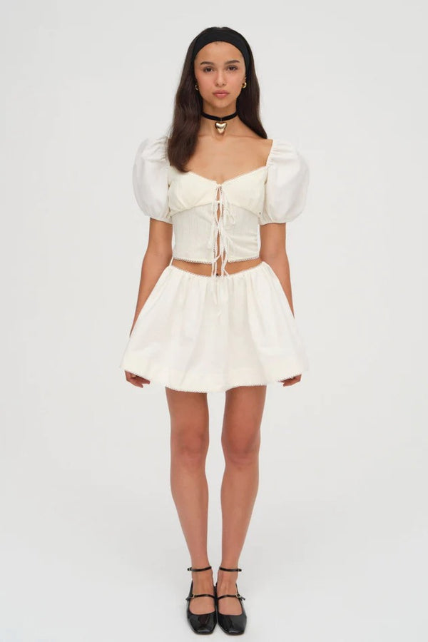Billie Poplin Mini Skirt ~ Cream