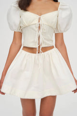 Billie Poplin Mini Skirt ~ Cream