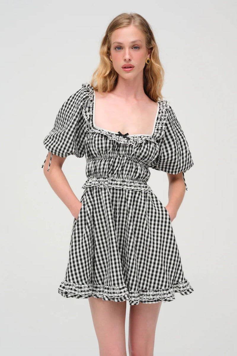 Jackson Mini Dress ~ Black/White Gingham