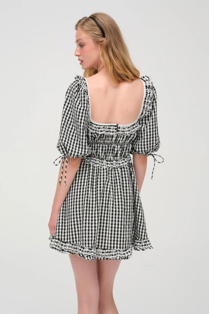Jackson Mini Dress ~ Black/White Gingham
