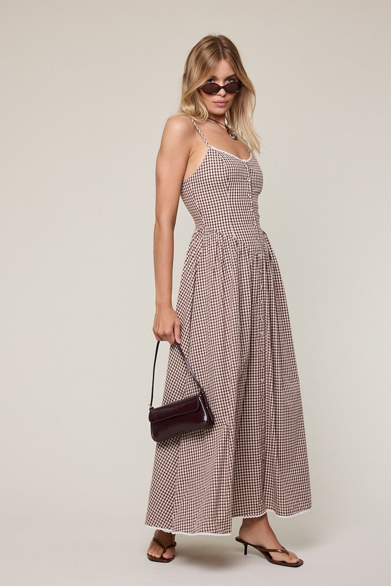 First of Fall Gingham Maxi Dress
