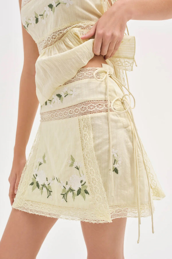 Jolene Embroidered Mini Skirt ~ Yellow