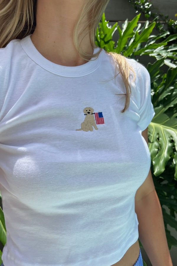 It's the Little Things Ribbed Baby Tee ~ American Flag Dog