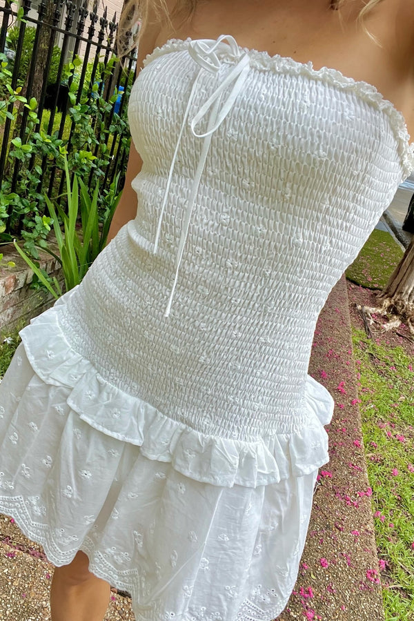 C'est La Vie Smocked Cotton Mini