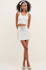 Budding Blossom Garter Skirt ~ White