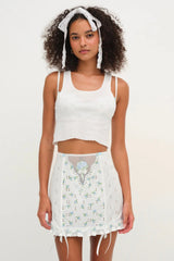 Budding Blossom Garter Skirt ~ White