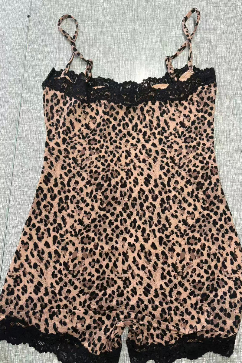 Butter Me Up Lace Onesie ~ Leopard
