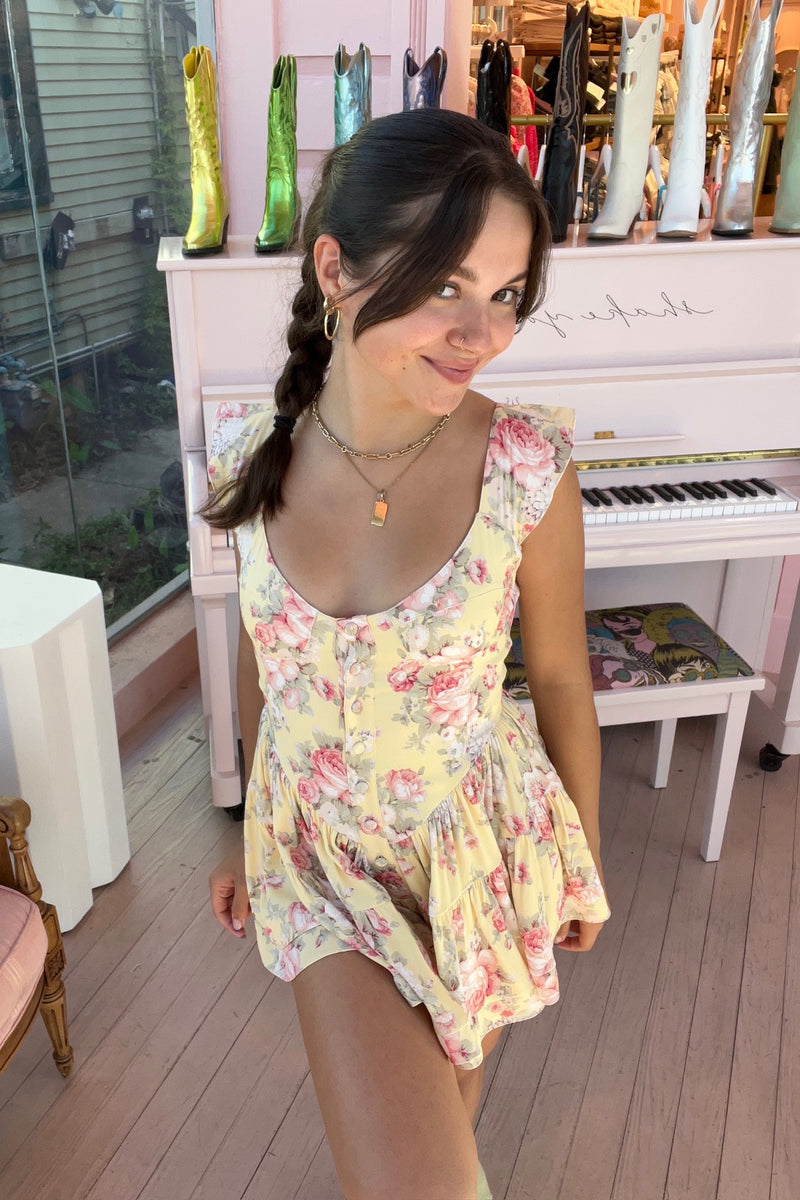 The Elisabeth Romper Dress Yellow Rose - Main Image