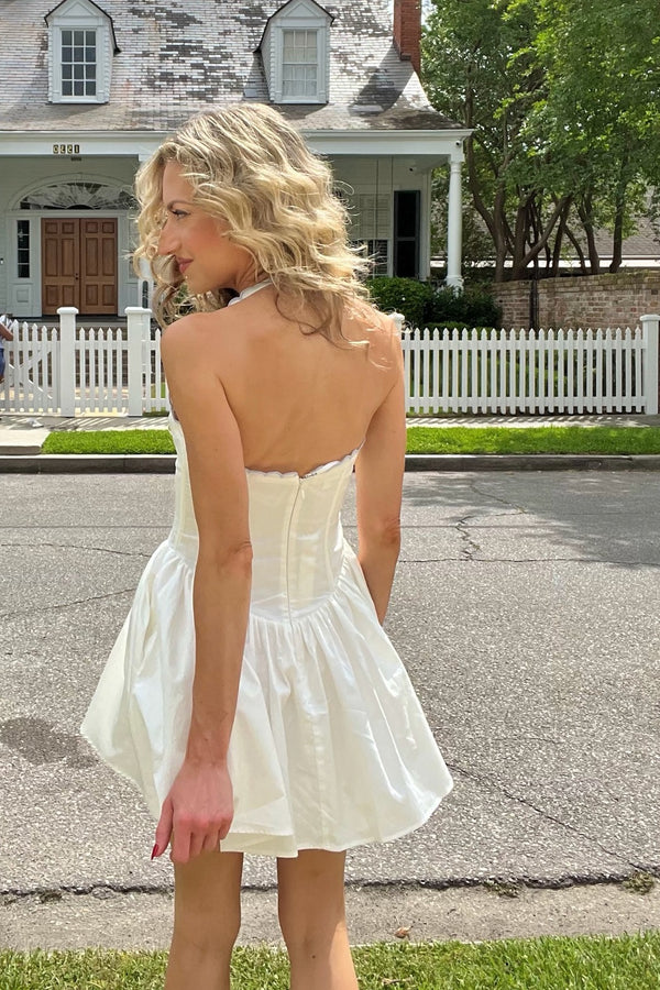 Tea Time Poplin Bustier Mini Dress