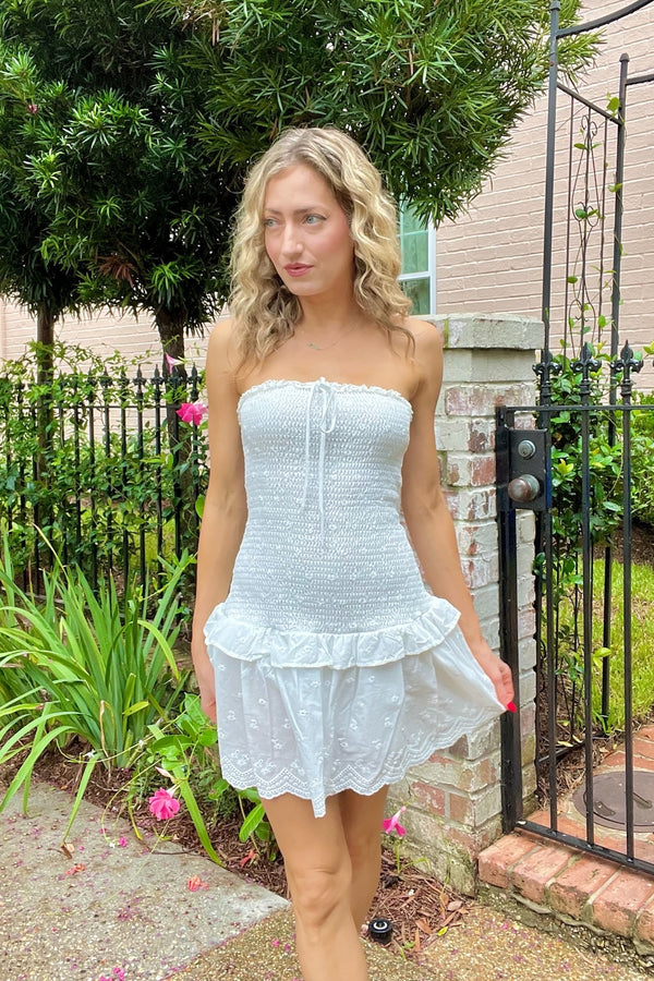 C'est La Vie Smocked Cotton Mini