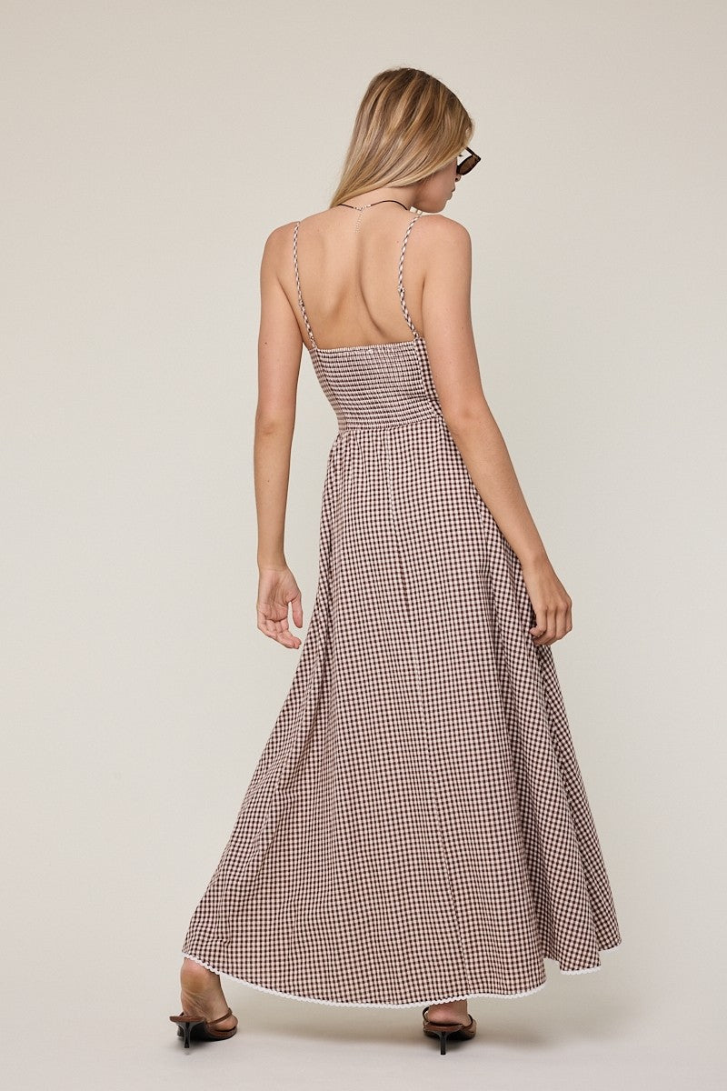 First of Fall Gingham Maxi Dress