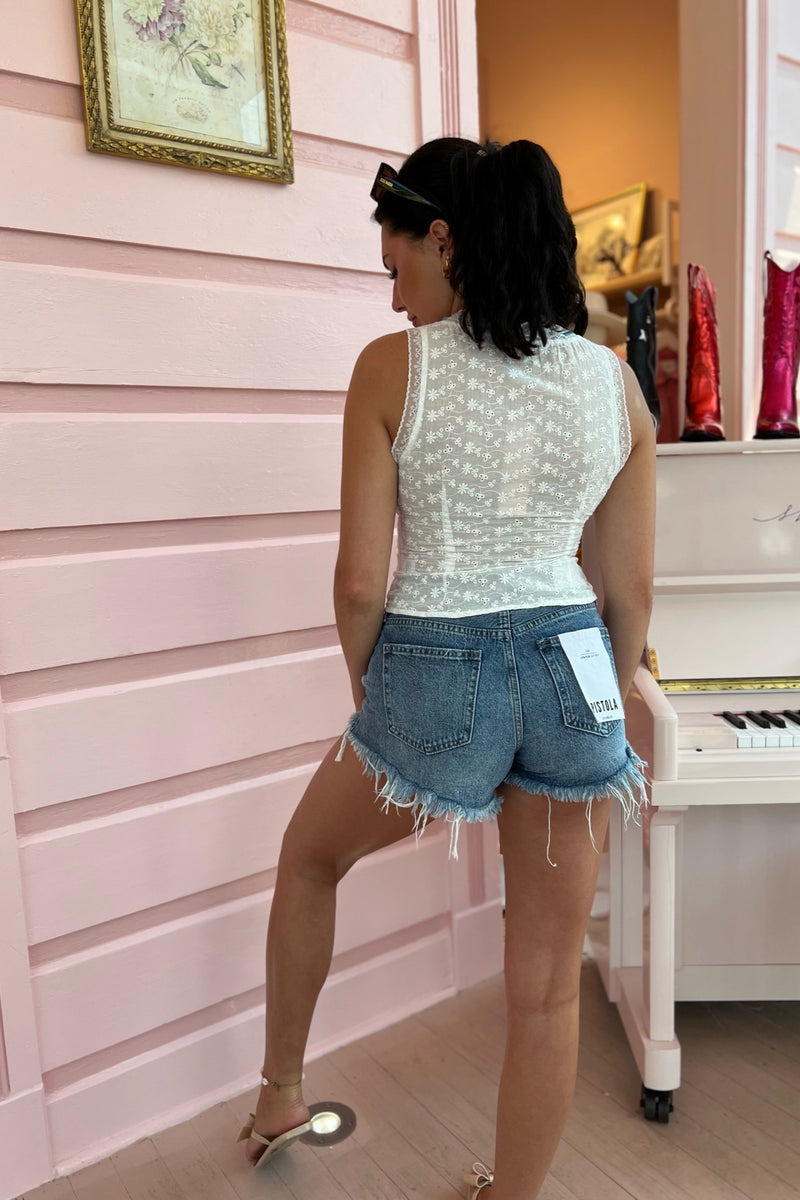 All in the Deets Eyelet Top