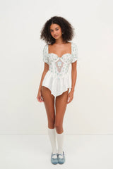 Budding Blossom Sleep Romper ~ White