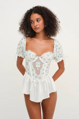 Budding Blossom Sleep Romper ~ White
