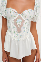 Budding Blossom Sleep Romper ~ White