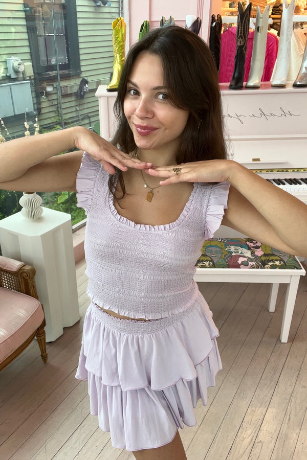 Ruffle Mini Skirt ~ Lilac Bloom