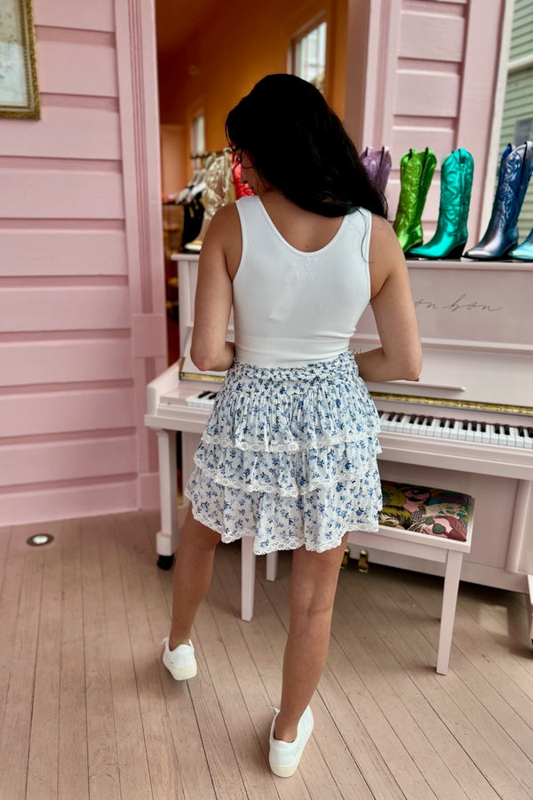 Something Blue Ruffle Mini Skirt